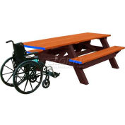Polly Products Deluxe 8' Picnic Table ADA Compliant, Cedar Top & Bench/Brown Frame