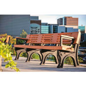 Polly Products Elite 8 Ft. Backed Bench with Arms, Cedar Bench/Black Frame
