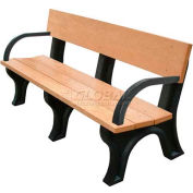 Polly Products Landmark 6 Ft. Backed Bench with Arms, Cedar Bench/Brown Frame