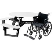 Polly Products Open Round Handicap Access Table, White Top/Black Frame