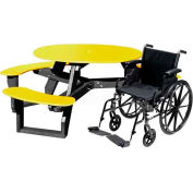 Polly Products Open Round Handicap Access Table, Yellow Top/Black Frame