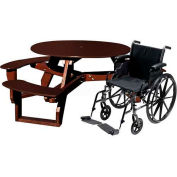 Polly Products Open Round Handicap Access Table, Brown Top/Brown Frame