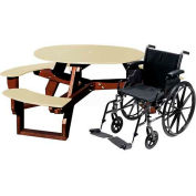 Polly Products Open Round Handicap Access Table, Tan Top/Brown Frame