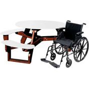 Polly Products Open Round Handicap Access Table, White Top/Brown Frame