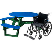 Polly Products Open Round Handicap Access Table, Blue Top/Green Frame