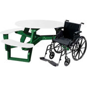 Polly Products Open Round Handicap Access Table, White Top/Green Frame