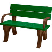 Polly Products Traditional 4 Ft. Backed Bench with Arms, Green Bench/Brown Frame