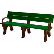 Polly Products Traditional 6 Ft. Backed Bench with Arms, Green Bench/Brown Frame