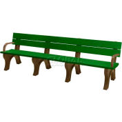 Polly Products Traditional 8 Ft. Backed Bench with Arms, Green Bench/Brown Frame