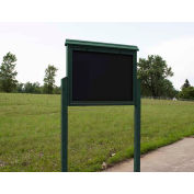 Polly Products Large Message Center - 2 Sided/2 Posts, Green, 52"W x 42"H