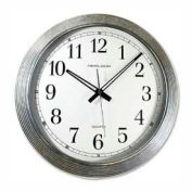 Artistic® 16" Round Quartz Wall Clock, Metal Galvanized Case, Silver/White