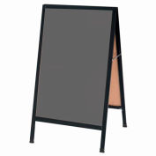 Aarco Aluminum Black Powder Coated A-Frame Sidewalk Black Chalkboard - 24"W x 42"H