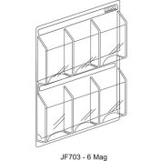 Clear-Vu Magazine And Literature Display-6 Magazine Pockets - 30"W x 25"H