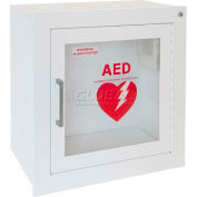 AED Cabinet Fully Recessed, Flat Trim X 6 3/4&quot;, 85 Db Audible Alarm, Steel