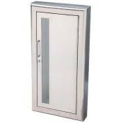 Activar Inc. SS Fire Extinguisher Cabinet, Vertical Acrylic Window,Semi-Recessed, Saf-T-Lok, 3" Trim
