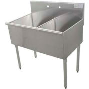 Budget Kitchen Sink, 2 Compartment, 18L x21W Bowl, 430 Stainless Steel