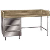 Advance Tabco BST-366 Bakers Top Work Table - Wood Splash & Stainless Steel Base 72"W x 36"D