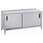 Advance Tabco CB-SS-308M 14 Ga. Work Table Cabinet 304 Stainless Steel - Slide Doors 1 Shelf 96x30