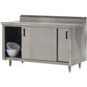 Advance Tabco CF-SS-306M 14 Ga Work Table Cabinet 304 SS - 5" Backsplash Slide Doors 1 Shelf 72x30