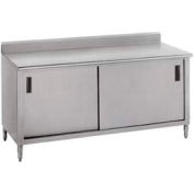 Advance Tabco CK-SS-3610M 14 Ga Work Table Cabinet 304 SS - 5" Backsplash Slide Doors 1 Shelf 120x36