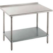 Advance Tabco FAG-306 16 Gauge Work Table 430 Stainless Steel - Adj. Galv. Shelf & Frame 72"W x 30"D