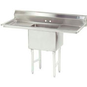 NSF Fabricated 1 Compartment Sink, 24L x 24W Bowl, 8-1/2 Splash, 18H Left & Right Drainboards, 14Ga.