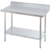 Advance Tabco KLAG-248-X 14 Ga Work Table 430 Stanless Steel - 5" Backsplash Galv Frame/Shelf 96x24