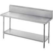 Advance Tabco VKS-249 14 Gauge Work Table 304 Stainless Steel - 10" Backsplash SS Frame/Shelf 108x24