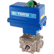 BI-TORQ 1-1/4" 3-Way T-Port SS NPT Threaded Ball Valve W/NEMA 4 115VAC
