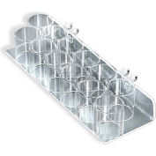 Global Approved 225575 12-Cup Display Tray For Pegboard/Slatwall 14.5" x 2.625" Acrylic