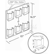 Global Approved 252066 6-Pocket Wall Mount Brochure Holder, 14.5" x 16"