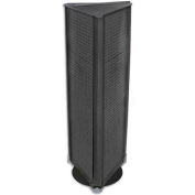 Global Approved 700450-BLK Three-Sided Spinning Pegboard Floor Display, 16" x 60", Black Solid