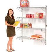 Nexel® Chrome Wall Mount Wire Shelving 72"W x 18"D x 63"H 4 - Shelf Starter