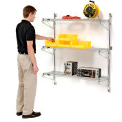 Nexel® Chrome Wall Mount Wire Shelving 36"W x 14"D x 54"H 3 - Shelf Starter