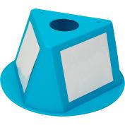 Inventory Control Cone, 3 Sided with Dry Erase Decals - Turquoise