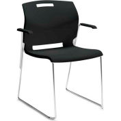Global™ Stacking Chair with Arms - Plastic - Asphalt Night Black - Popcorn Series