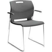 Global™ Stacking Chair with Arms - Plastic - Shadow Gray - Popcorn Series