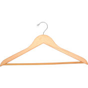 18" Flat Wood Hanger for Men's Suit, Standard Hook, 100/Case