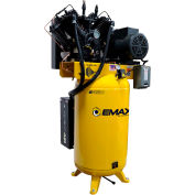 EMAX ESP10V080V1, 10HP, Two-Stage Compressor, 80 Gallon, Vertical, 175 PSI, 38 CFM, 1-Phase 208-230V