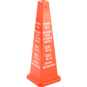 Cortina Lamba 03-600-75 Cone, Orange, 36", "Thank You Please Stay 2 Carts Apart Social Distancing"