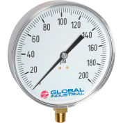 Global Industrial 4-1/2" Contractor Gauge, 100 PSI, 1/4" NPT LM, Stainless Steel