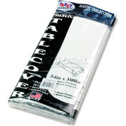 Tablemate® TBL549WH, Rectangular Tablecover, 54"W x 108"L, Plastic, White, 6/Pack