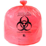 High Density Red Infectious Waste Liner, 13 Microns, 24" x 30", Pkg Qty 500