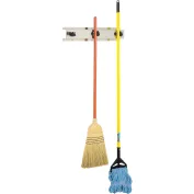 Global Industrial™ Mop & Broom Holder, Gray/Black/Yellow, 27-1/2