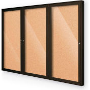 Balt® Indoor Enclosed Bulletin Board - 3 Door - Cork - Coffee Aluminum Frame - 72"W x 36"H