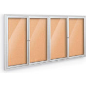 Balt® Deluxe Indoor Enclosed Bulletin - 4 Door - Cork - Silver Aluminum Frame - 96"W x 48"H