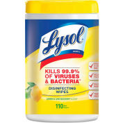 LYSOL® Disinfecting Wipes, Lemon Lime, 7" x 8", 110 Wipes/Can, 6 Cans/Case - 78849