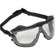 3M™ Gogglegear™ Safety Goggle With Strap, Clear Lens, Black Frame, Large