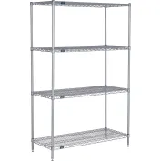 Nexel® 4 Shelf, Chrome Wire Shelving Unit, Starter, 36
