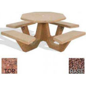 40" Octagon Picnic Table, Polished Red Quartzite Top, Red Quartzite Leg